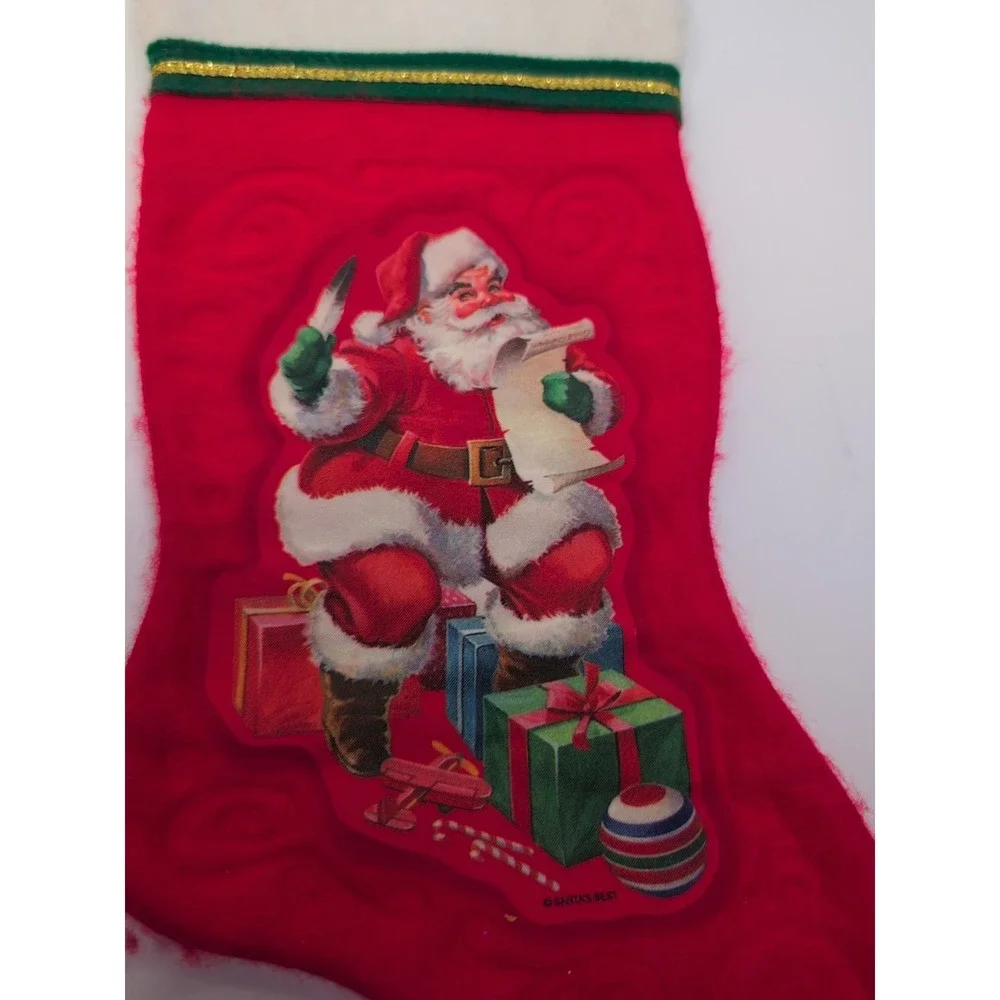 VINTAGE SANTAS BEST COTTON CHRISTMAS‎ STOCKING MULTICOLOR 14